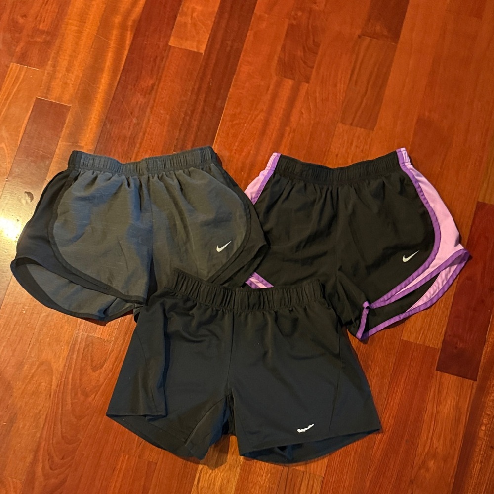 Nike Women's Black and Gray Running Shorts Trio